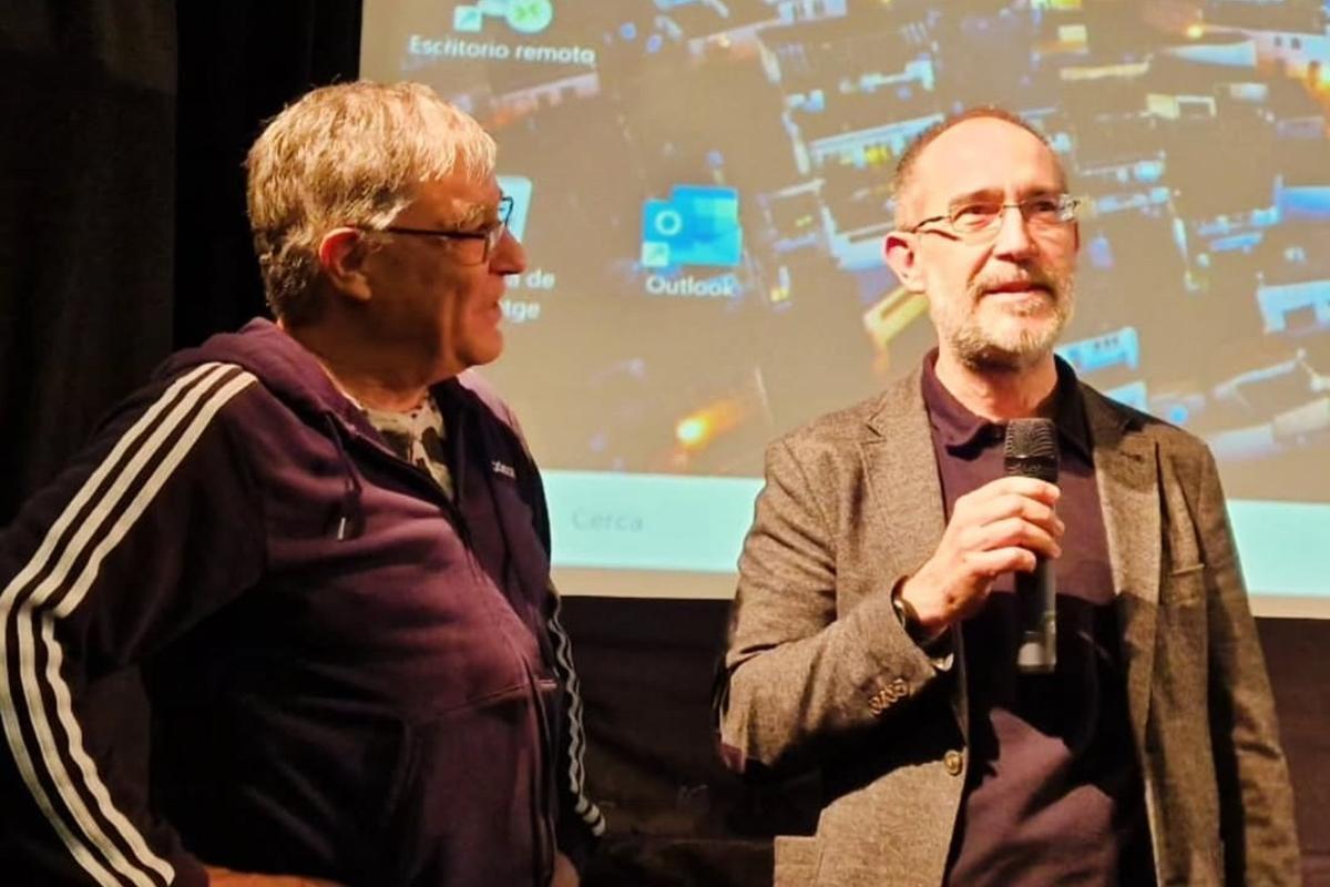 Jordi Jiménez i Unai Eguia, durant el col·loqui posterior a la projecció de Popel