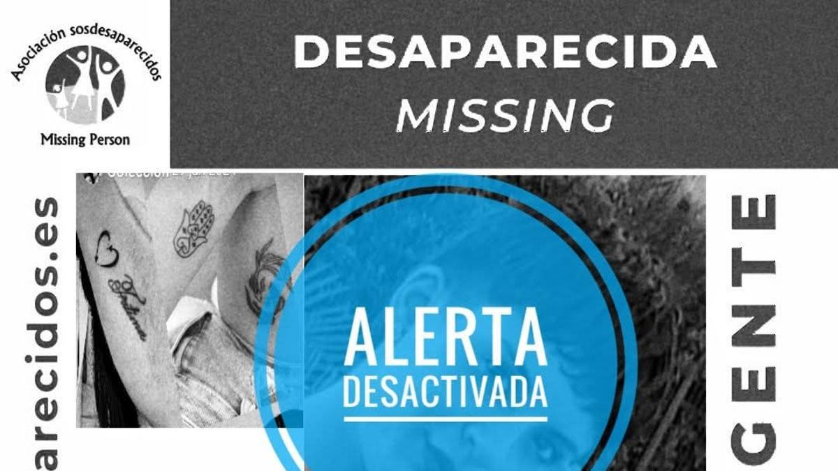 Cartel de SOS Desaparecidos desactivando la alerta.
