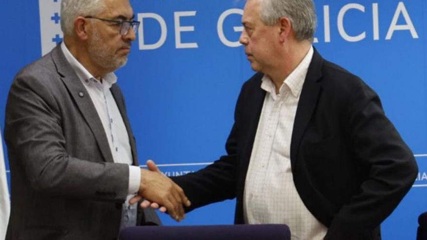 El alcalde de Lugo, Miguel Fernández, y Gómez Caamaño.