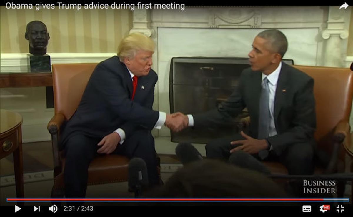 Trump deja su prepotencia a un lado en su visita a Obama