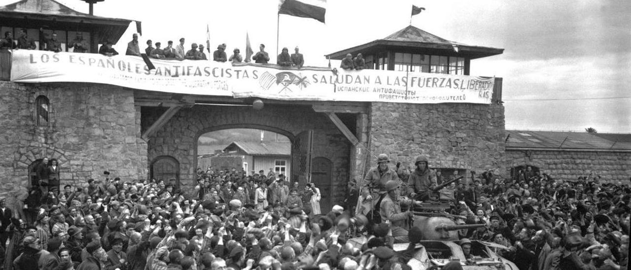 Imagen de la liberación del campo de concentración de Mauthausen-Gusen