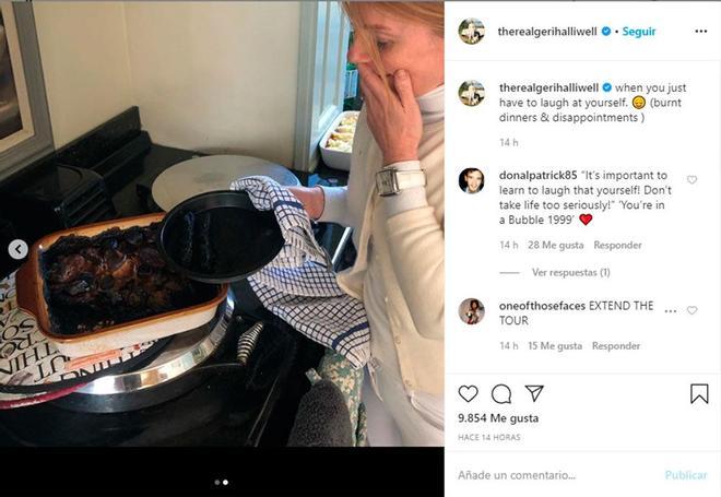 Geri Halliwell muestra cómo ha carbonizado la cena