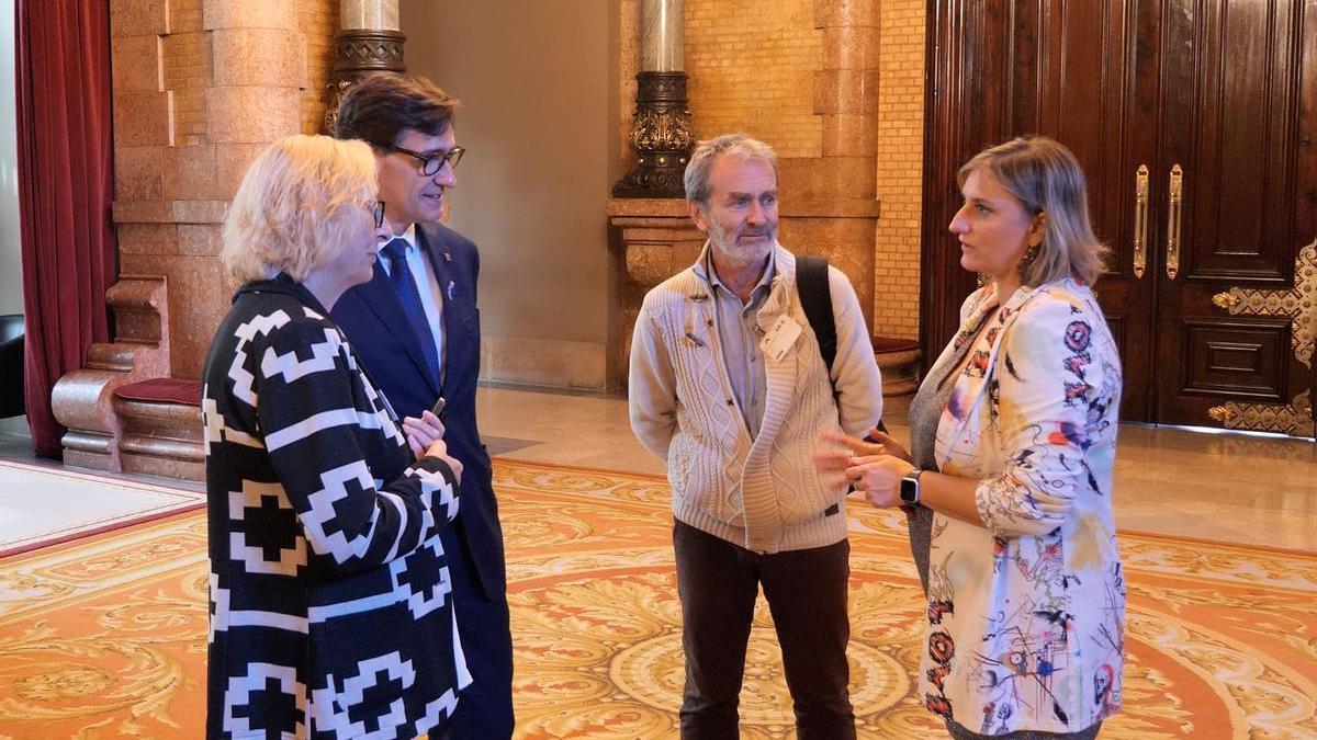 Salvador Illa, Fernando Simón y Alba Vergés, en el Parlament este miércoles.