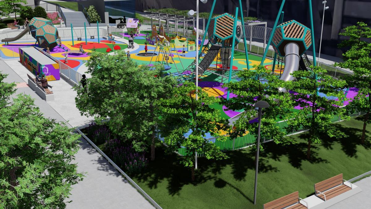 Recreación del futuro parque infantil de Pintor Colmeiro.