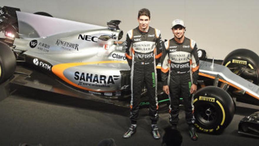 El nuevo Force India y los pilotos Sergio Perez y Esteban Ocon