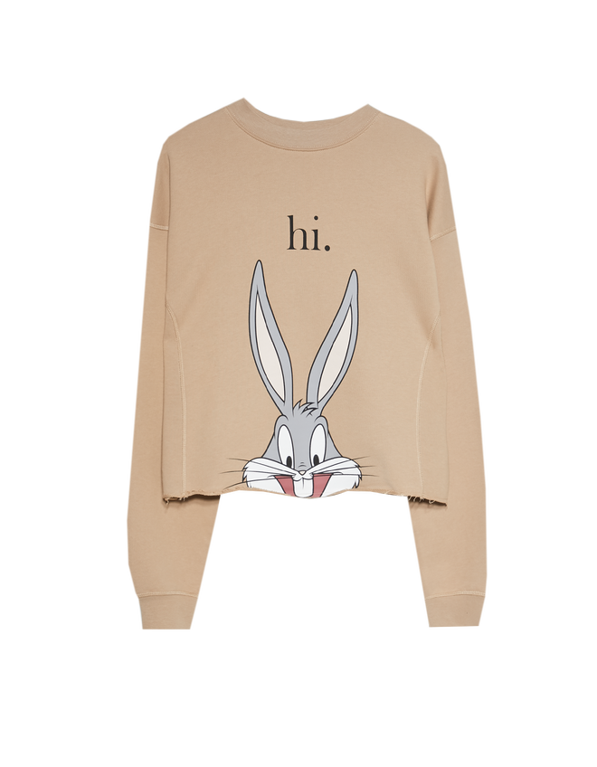 Sudadera color piedra con el dibujo de Bugs Bunny, de Stradivarius