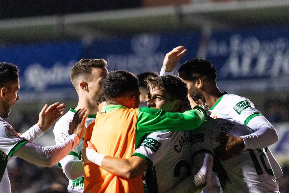 Los jugadores del Elche celebran un gol