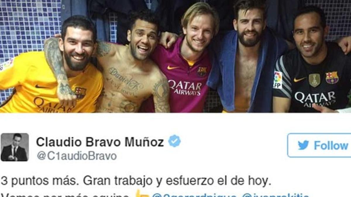 Uno de los tweets de los jugadores del Barça tras el partido contra el Levante