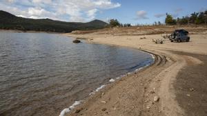 Estado del pantano de Boadella-Darnius, con muy poca agua, a principios de noviembre del 2021. 