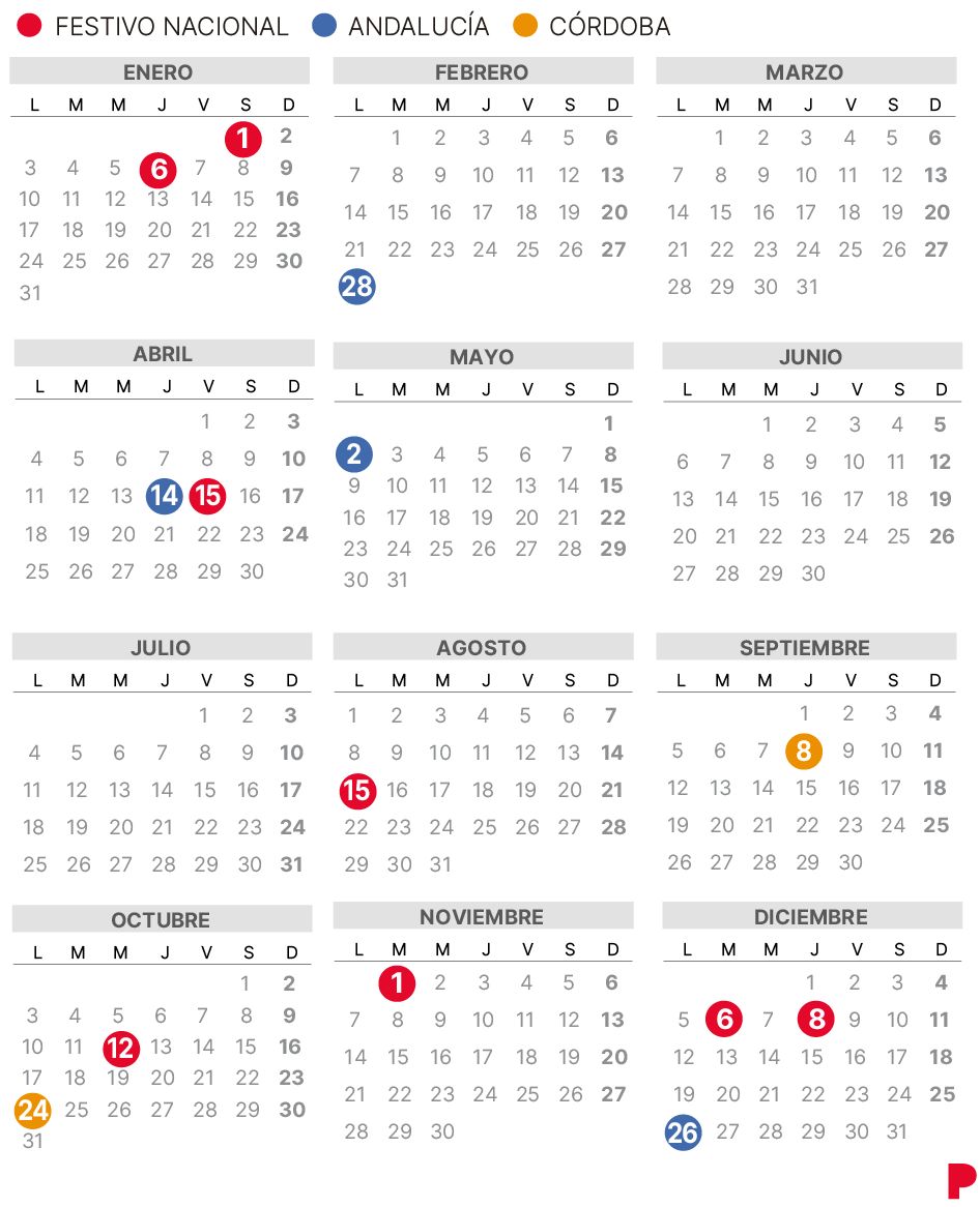 Calendario laboral de Córdoba del 2022