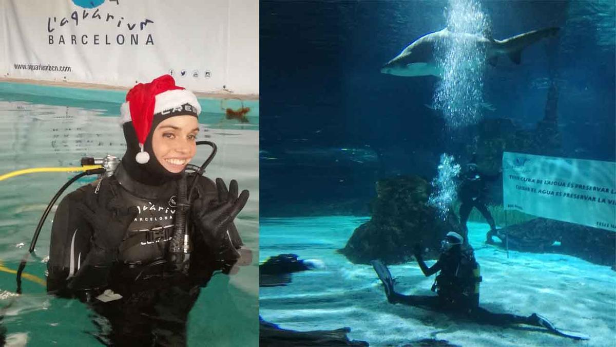 Ona Carbonell, entre tiburones, nos felicita la Navidad