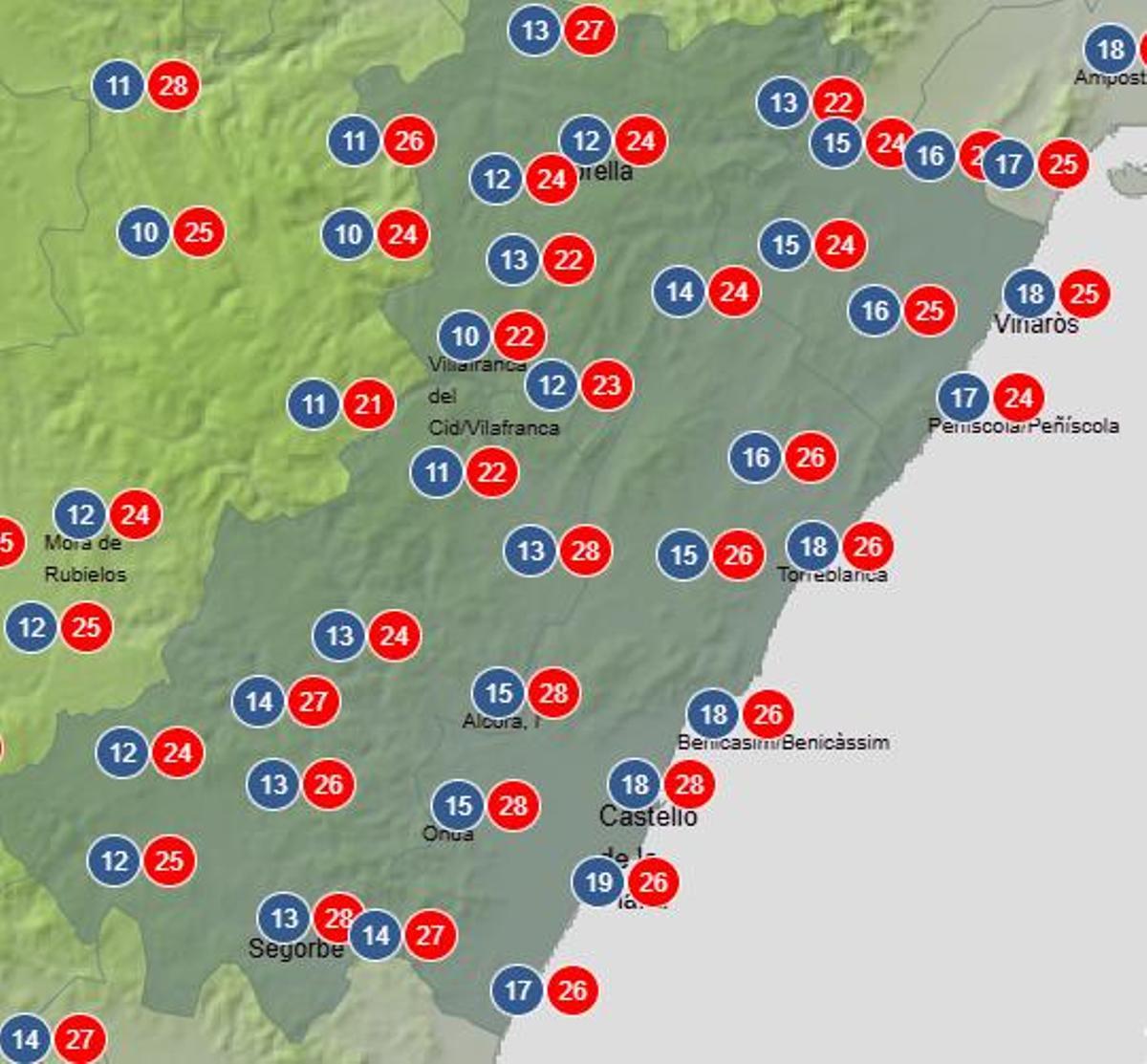 Temperaturas domingo 7