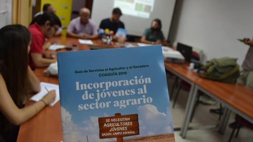 Representantes de COAG, en la rueda de prensa ofrecida ayer sobre la juventud en el campo.