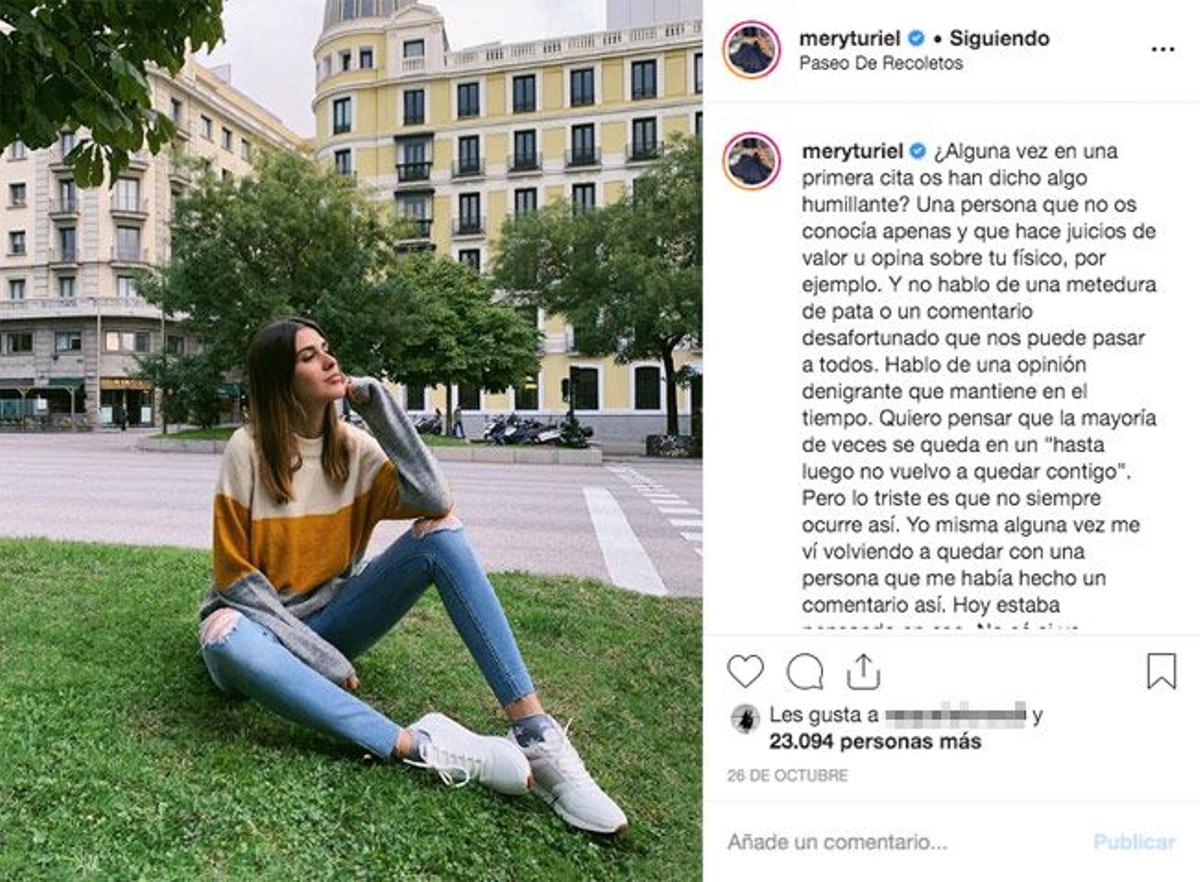 Mery Turiel con jersey de rayas de Lefties