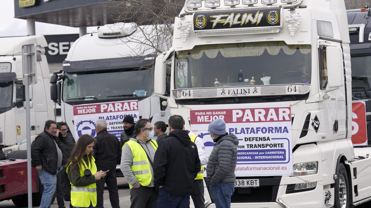 Los transportistas, en una concentración.