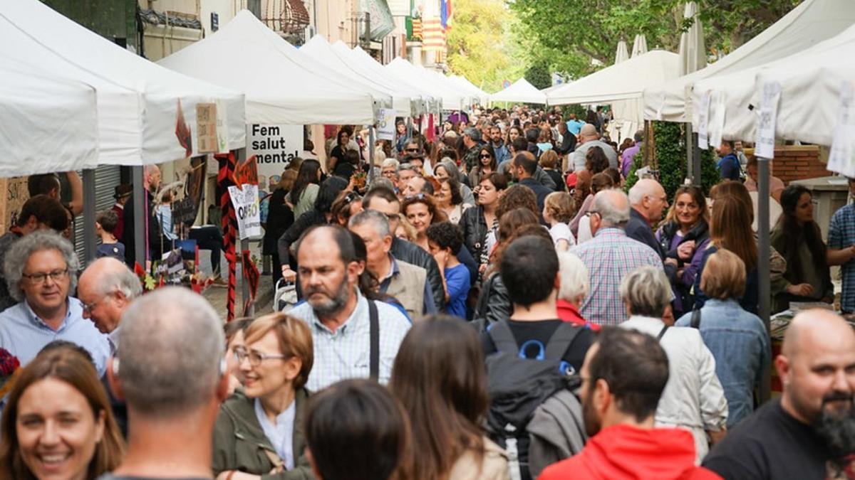 Las calles de Esplugues durante la celebración de la diada de Sant Jordi de 2018