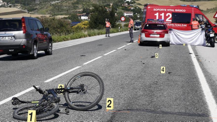 Accidente ciclista en Navarra la pasada semana con resultado de un ciclista muerto.