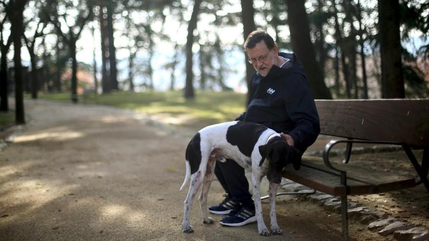 Mariano Rajoy con su perro en el Palacio de la Moncloa.