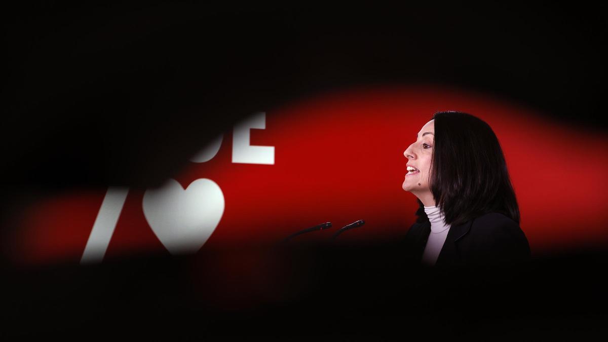 Rebeca Torró, en su comparecencia ayer para responder por las denuncias de casos de acoso sexual en el PSOE.