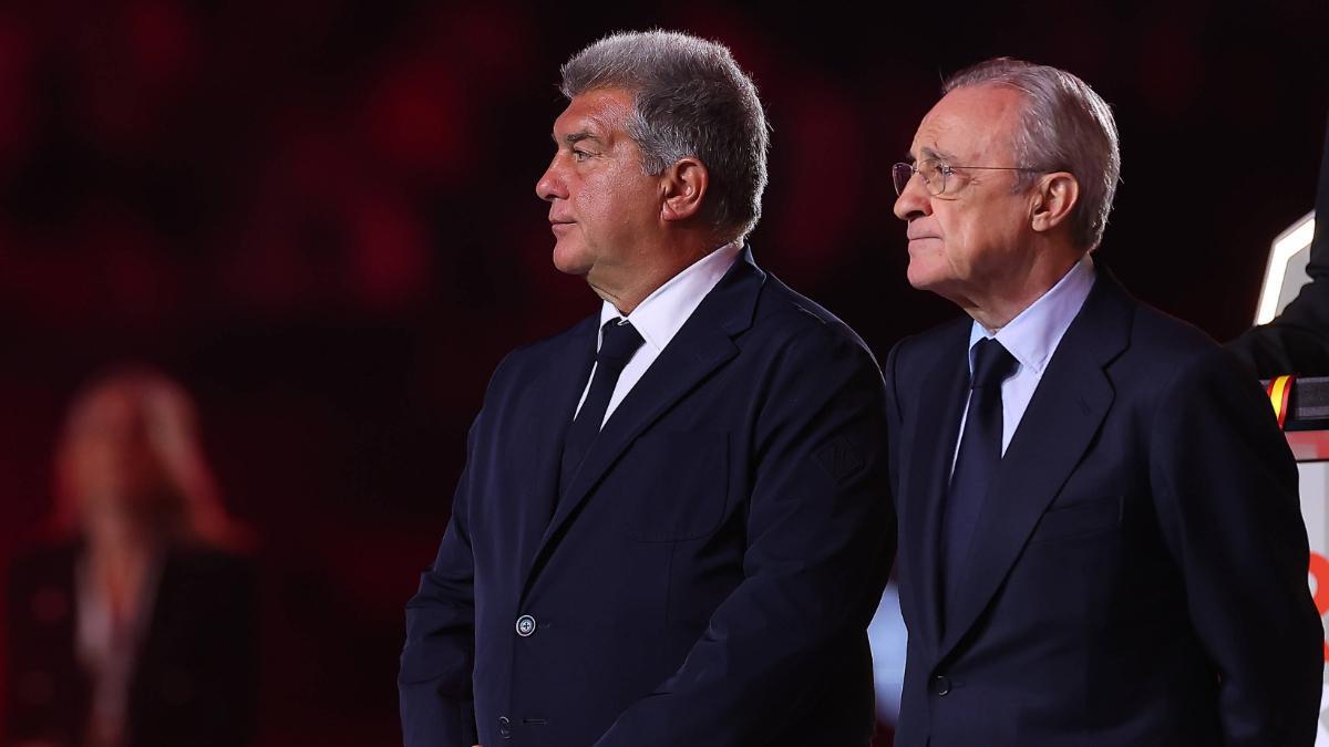 Joan Laporta, presidente del FC Barcelona, y Florentino Pérez, presidente del Real Madrid