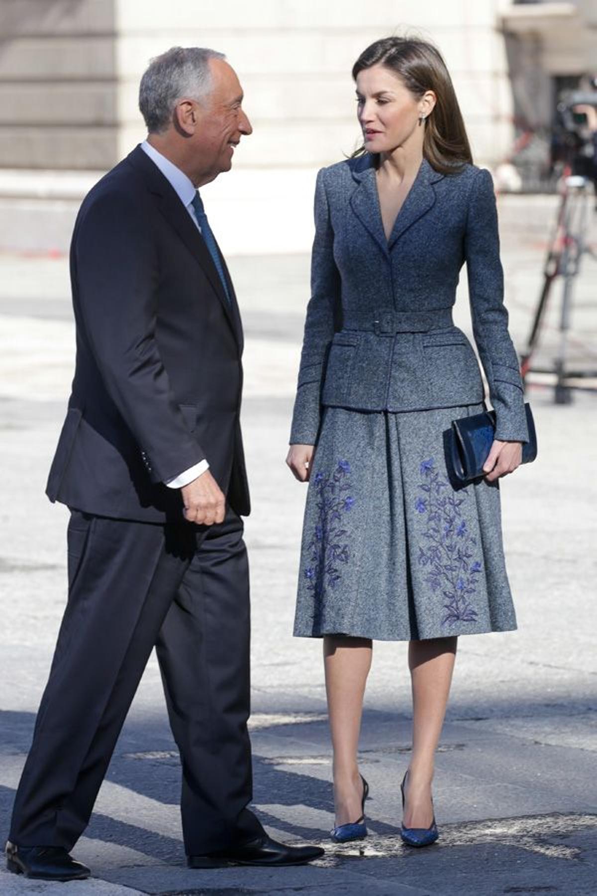 Letizia Ortiz en la recepción al presidente de Portugal