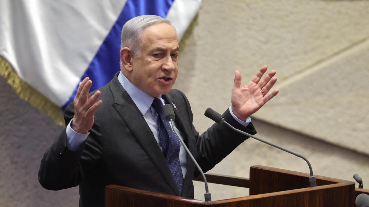 El primer ministro israelí, Binyamín Netanyahu, durante un debate