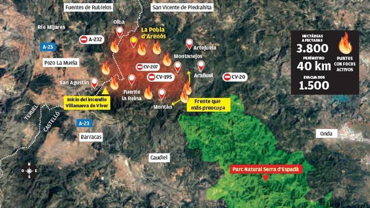 La caída de las temperaturas frena el fuego y evita nuevas evacuaciones.