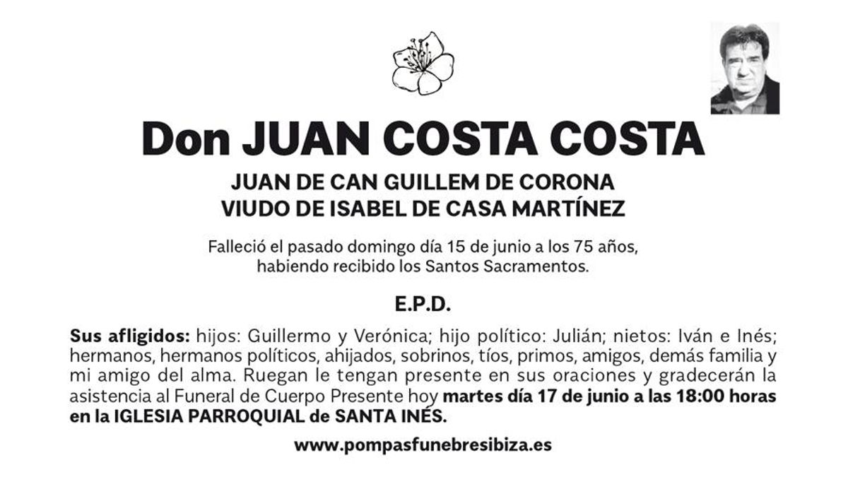 Esquela Juan Costa Costa