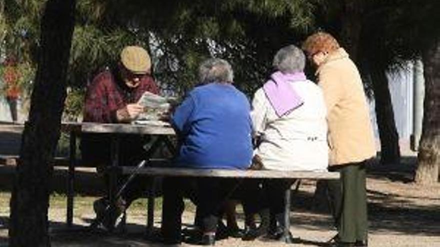 Pensionistas en un parque.