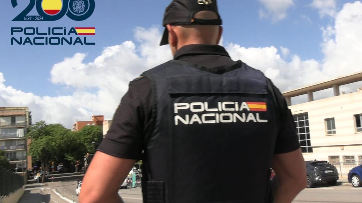 Un agente de la Policía Nacional en Palma.