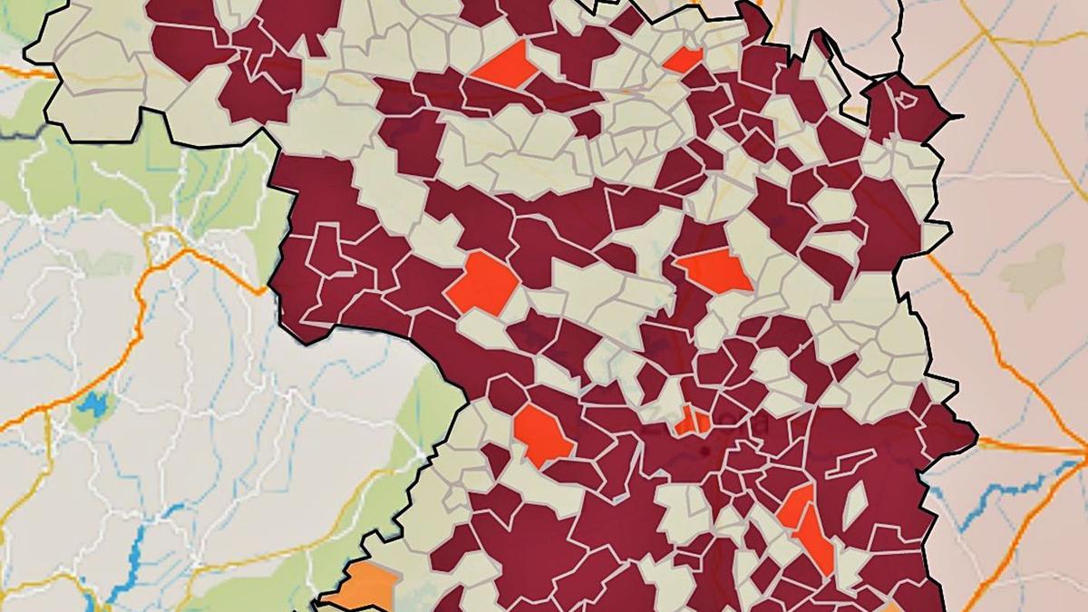 Mapa de incidencia del coronavirus en la provincia de Zamora. | Jcyl