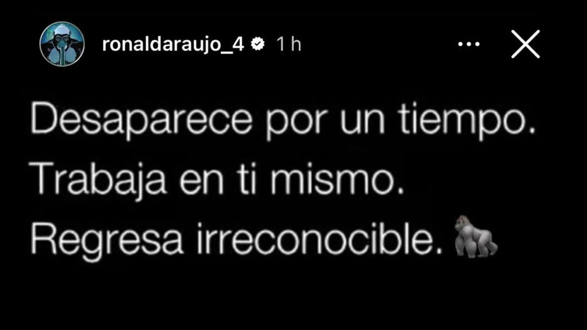 Ronald Araújo compartió un mensaje motivacional en su Instagram mientras se recupera de la lesión