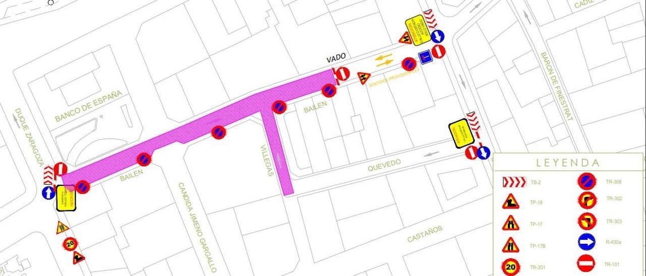 Plano de la nueva zona afectada por las obras