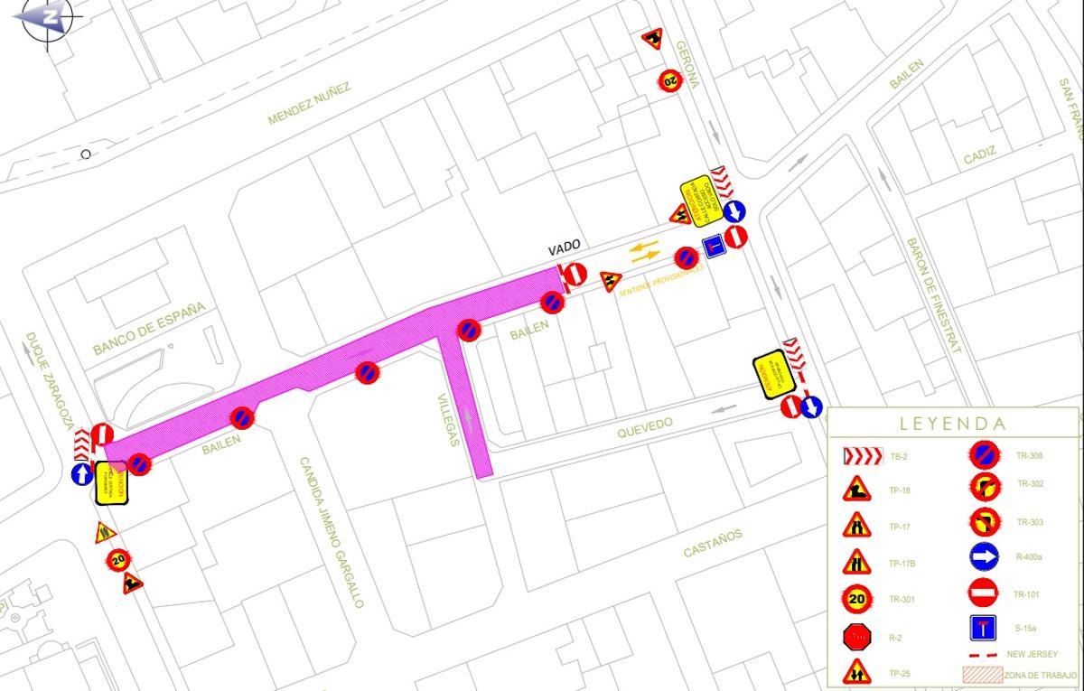 Plano de la nueva zona afectada por las obras