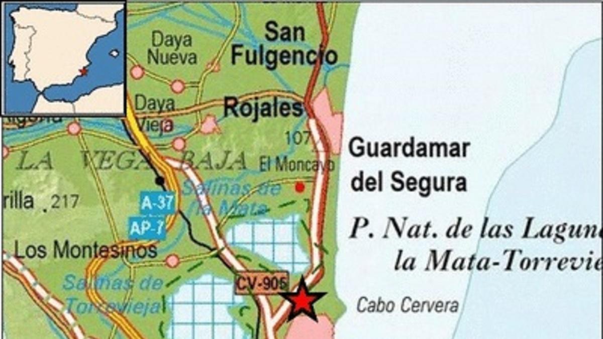 Epicentro del terremoto detectado este sábado en Torrevieja