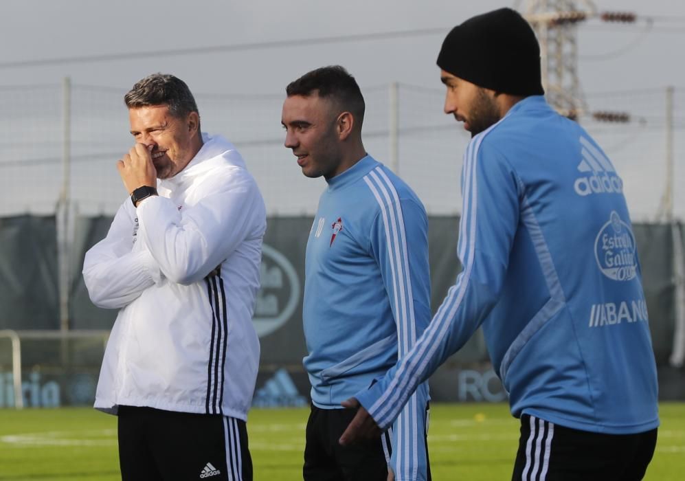 La primera sesión de entrenamiento de Óscar García al frente del Celta