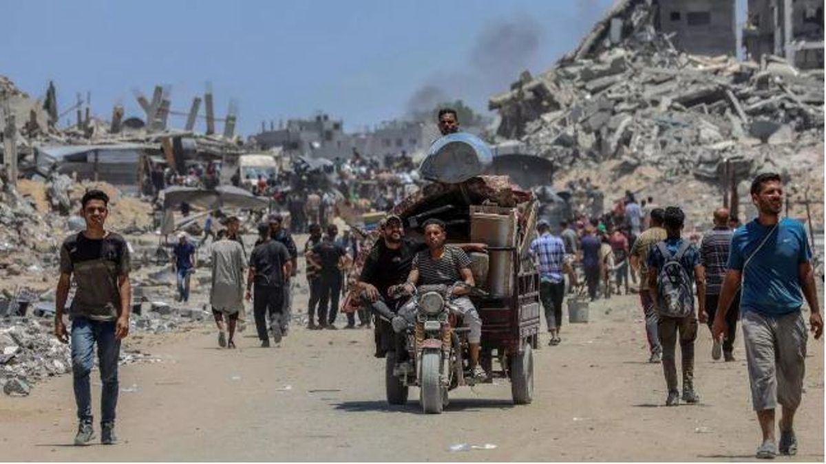 Palestinos desplazados en la ciudad de Beit Lahia.