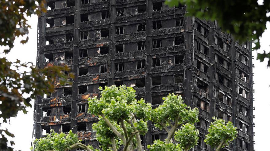 La Torre Grenfell, tras el incendio.