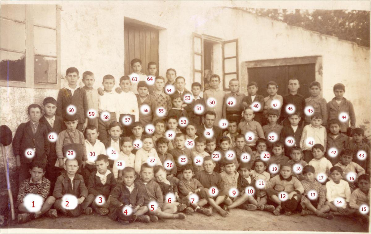 Escola en 1936 co mestre José Piñeiro Camiña.