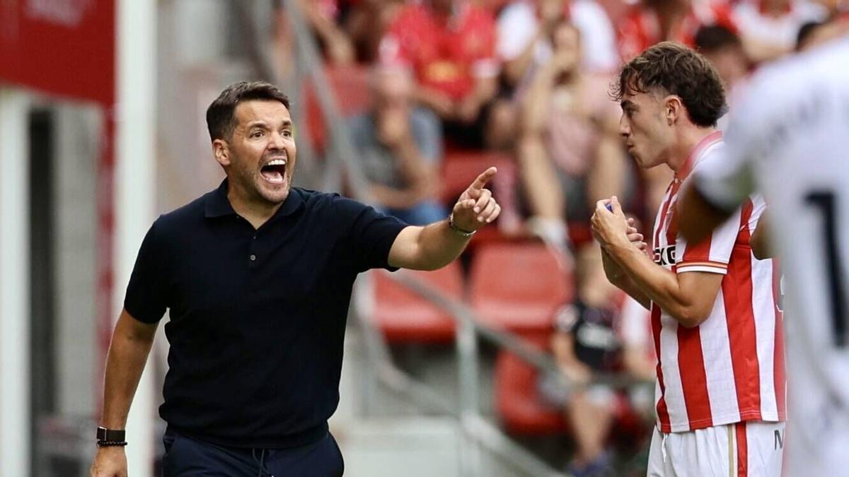Larcamón, con Duñabeitia, en el Sporting Burgos.