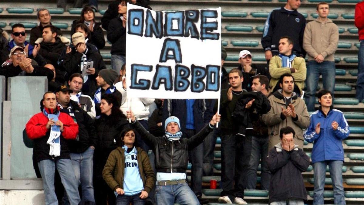 Ultras de la Lazio durante un partido de su equipo