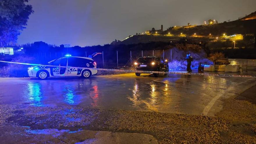 Carretera cortada a causa de las lluvias en Lorca.