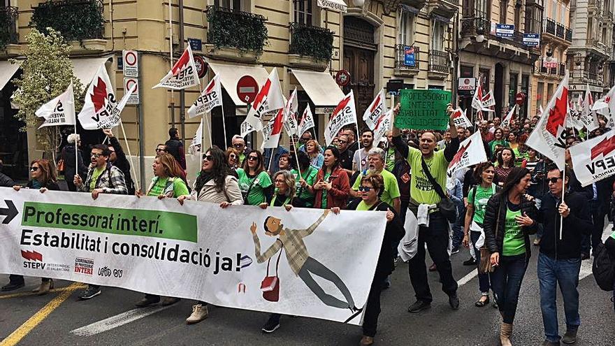 Manifestación de Stepv en 2018, por los interinos. | EUROPA PRESS