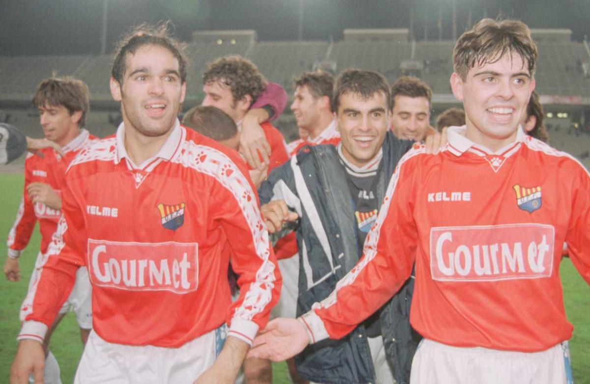 Garagarza, Nan Ribera i Santos, després de l'eliminar l'Espanyol a la Copa el 1997 a Montjuïc
