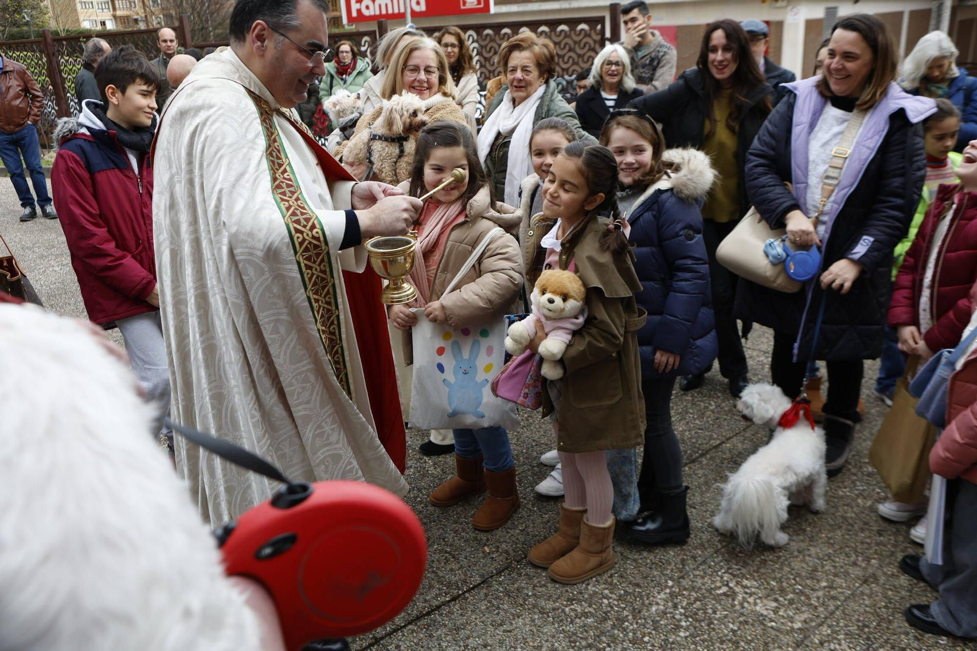 Bendición mascotas en Gijón en la parroquia de Viesques
