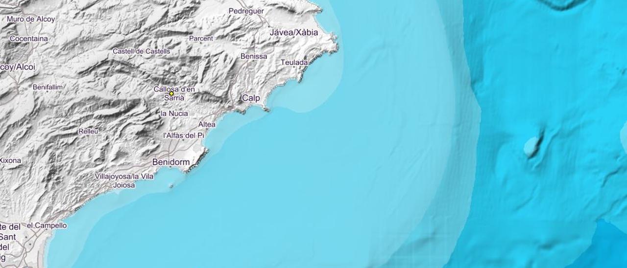 Mapa de l’Institut Geogràfic Nacional que situa a Callosa d’en Sarrià l’epicentre del sisme