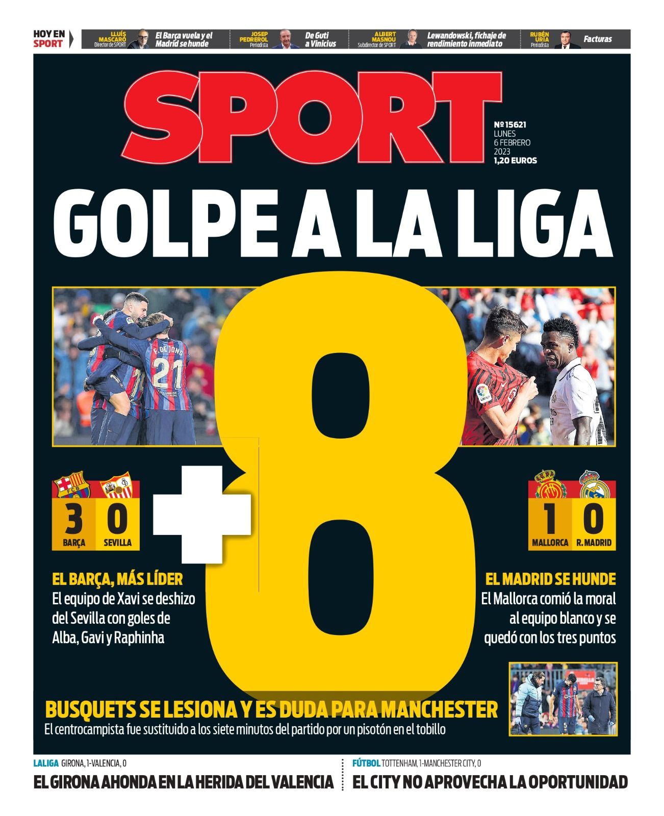 Esta es la portada SPORT, hoy lunes 6 de febrero de 2023