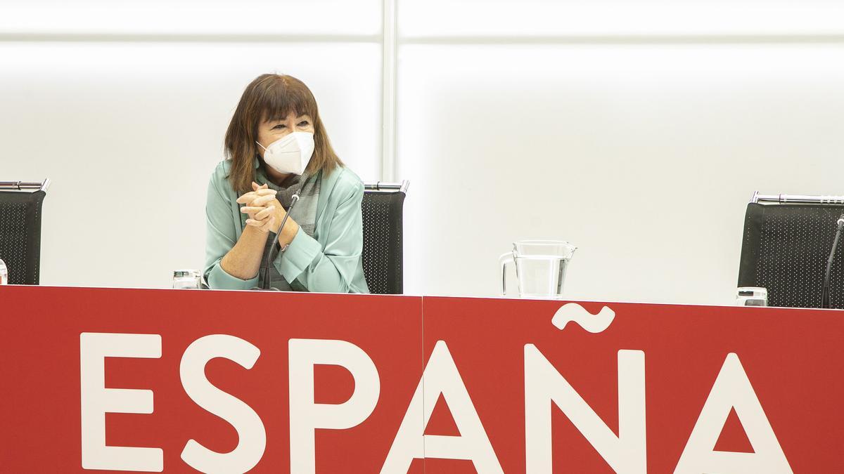 Cristina Narbona, presidenta del PSOE, durante la última reunión de la ejecutiva federal saliente, el pasado 8 de octubre de 2021 en Ferraz.