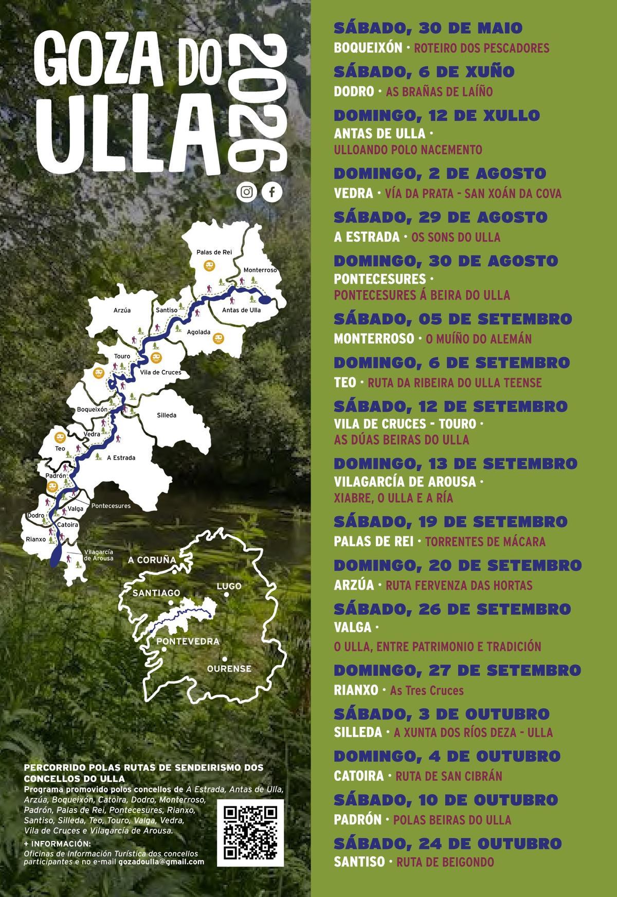 El cartel con el calendario de las diferentes rutas.