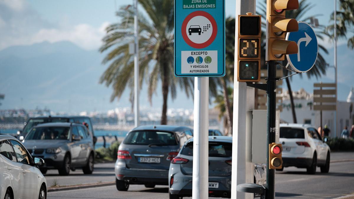Señal de la Zona de Bajas Emisiones (ZBE) de Málaga